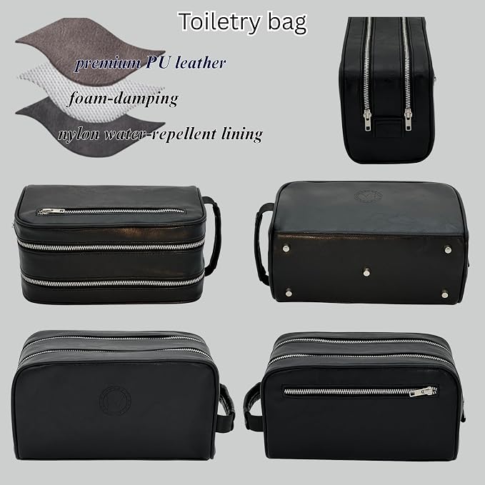 Dopp Gift Large Travel Toiletry Bag Premium Quality PU Leather Two compartments - Image 5