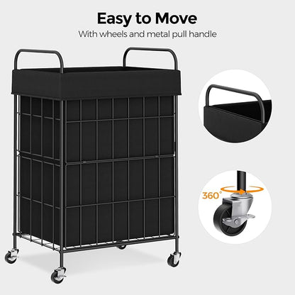 Laundry Hamper with Wheels, 90L Laundry Basket with Handle, Laundry Sorter with - Image 5