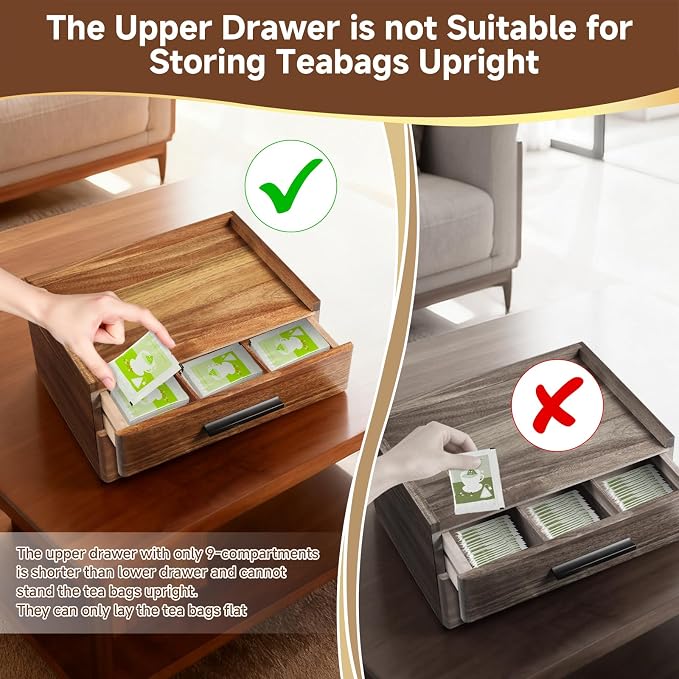 Acacia Wood Tea Bag Organizer - Image 4