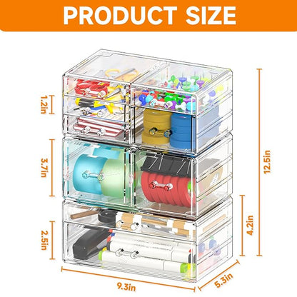 Cq acrylic Clear Stackable Storage Drawers, Plastic Makeup Organizer and - Image 3