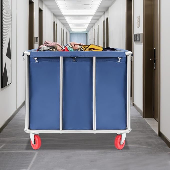 Commercial Laundry Cart with Wheels, Laundry Hamper Cart, Heavy Duty Rolling - Image 9