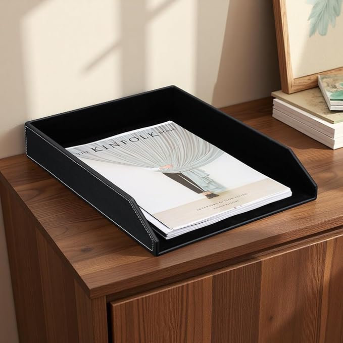 KINGFOM Letter Tray, PU Leather Paper Organizer Tray - Image 6