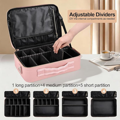 Large Travel Makeup Case, Professional Makeup Train Case Organizer - Image 4