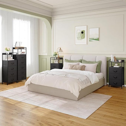 Somdot Tall Nightstand with 5 Drawers, Vertical Fabric Dresser - Image 2