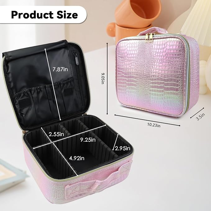 Travel Makeup Bag Makeup Cosmetic Train Case Organizer Portable Storage Bag - Image 6