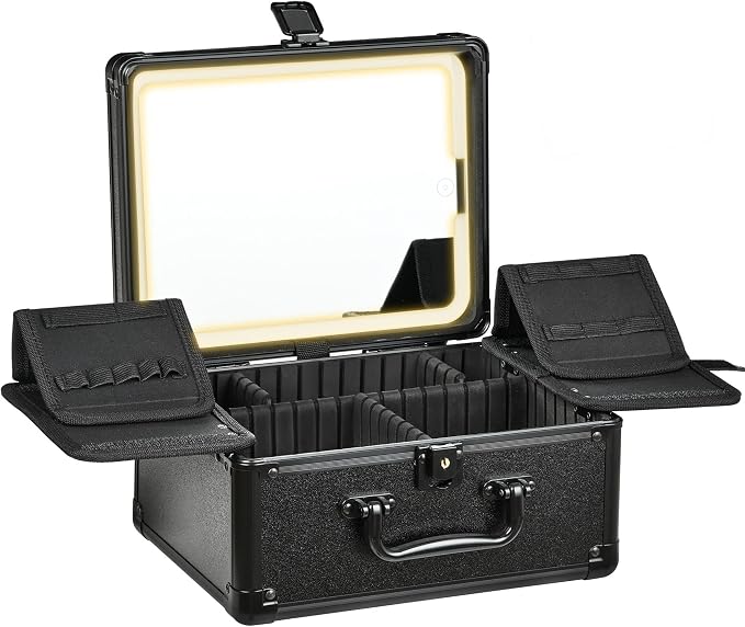 Makeup Case with Lighted Mirror, Makeup Box Organizer with Detachable LED Mirror by Unknown