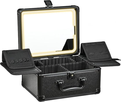 Makeup Case with Lighted Mirror, Makeup Box Organizer with Detachable LED Mirror by Unknown