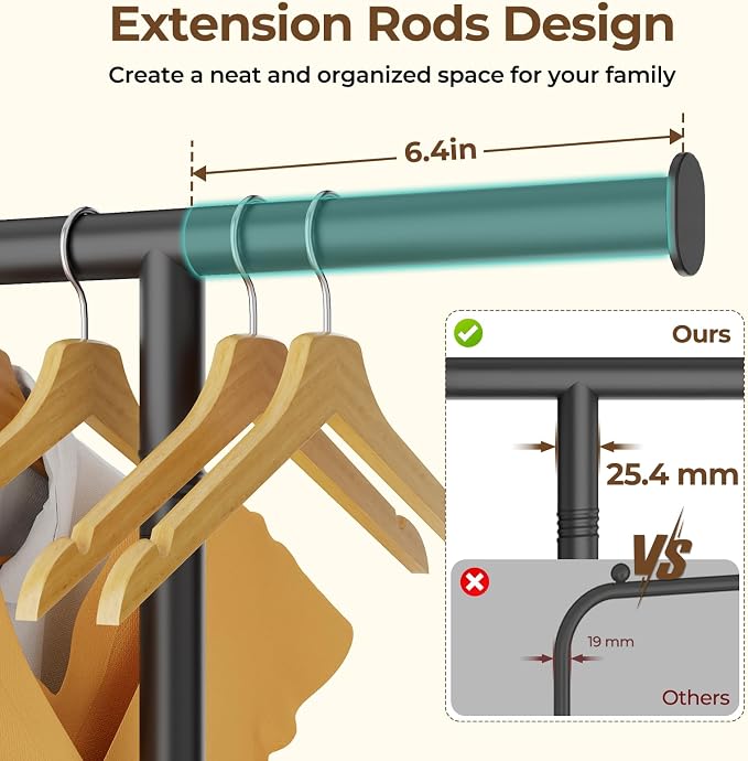 Clothes Rack for Hanging Clothes: Clothing Coat Garment Rolling Racks - Image 2