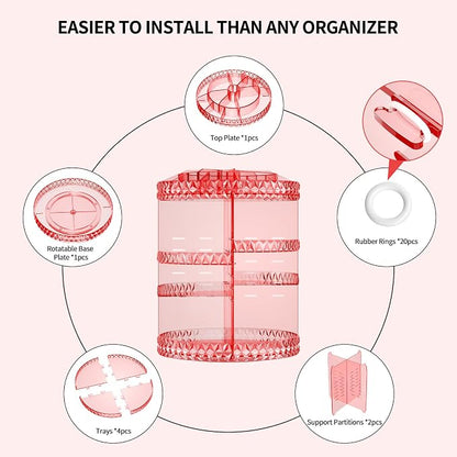 360 Rotating Makeup Organizer, DIY Adjustable Cosmetics Organizer, Professional - Image 6