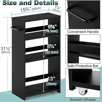 MARTY Rolling Storage Cart 7.9" W, 4-Tier Kitchen Cart - Image 6