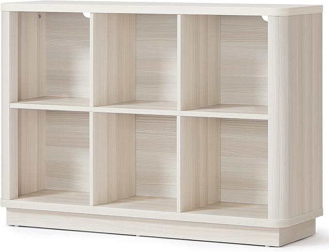 6 Cube Bookcase, Wood Floor Standing 2-Tier Bookshelf by Joaxswe