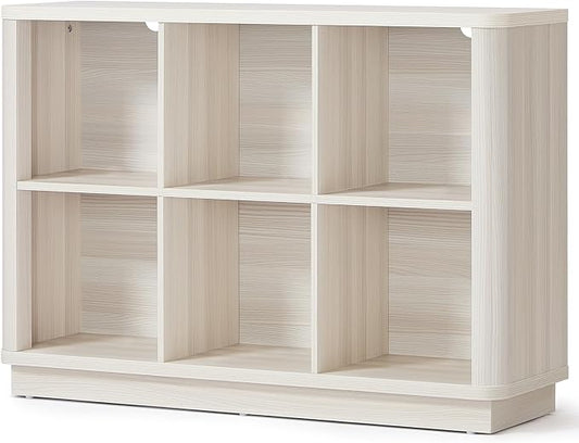 6 Cube Bookcase, Wood Floor Standing 2-Tier Bookshelf by Joaxswe