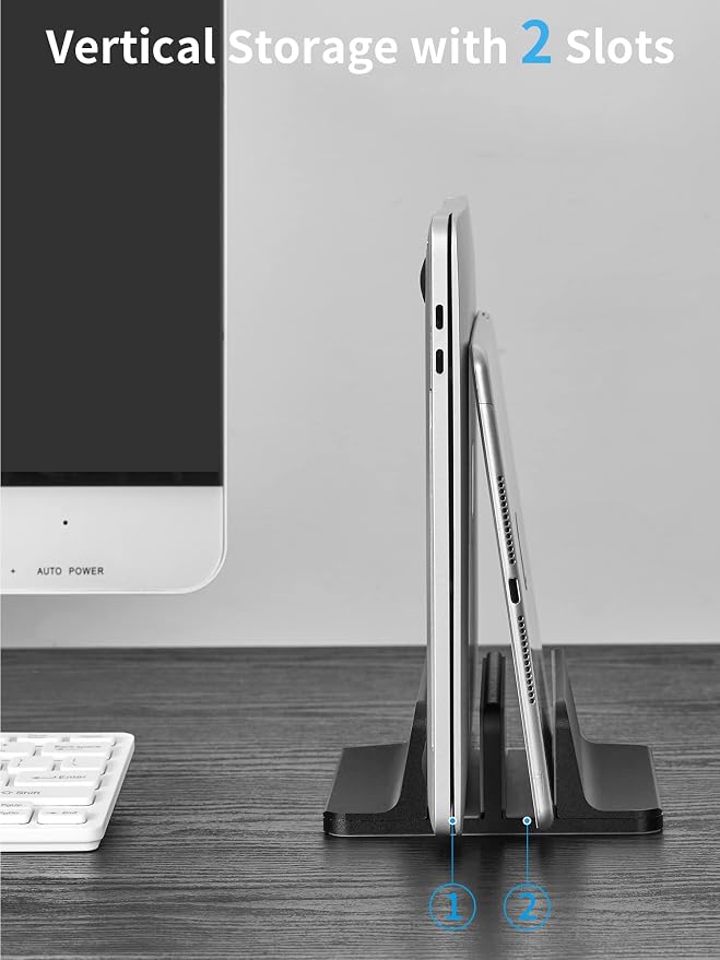 JARLINK Vertical Laptop Stand Holder, Aluminum Double Desktop Stand Holder - Image 6