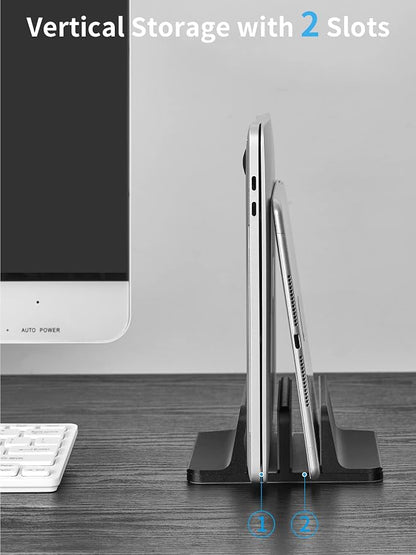 JARLINK Vertical Laptop Stand Holder, Aluminum Double Desktop Stand Holder - Image 6