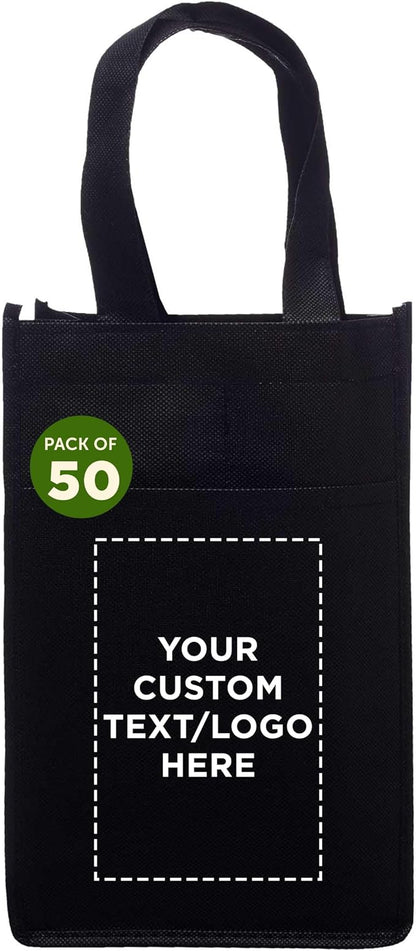 DISCOUNT PROMOS Non-Woven Vineyard Two Bottle Wine Bags by DISCOUNTPROMOS