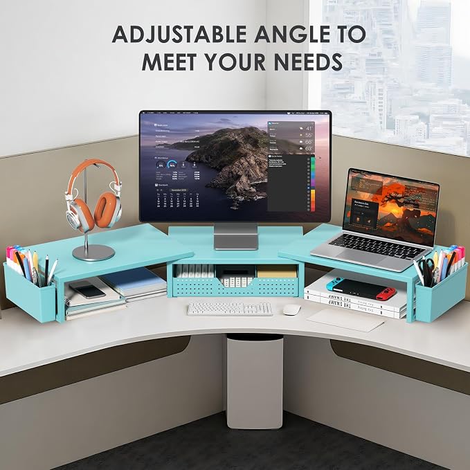 OPNICE Desk Organizers and Accessories, Dual Monitor Stand Riser - Image 5