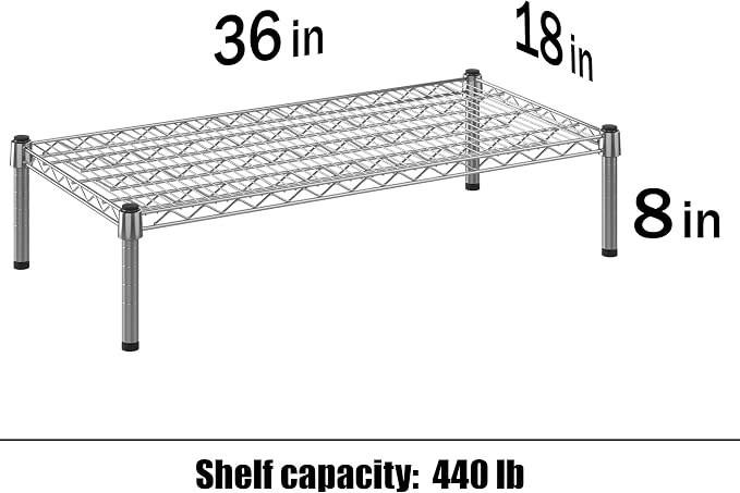 18" Deep x 36" Wide x 8" Height 1-Tier Wire Shelving Kit | NSF Commercial - Image 3