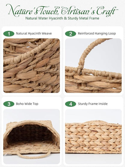 VerdantVibes Handwoven Wall Hanging Basket – Natural Water Hyacinth Basket - Image 5