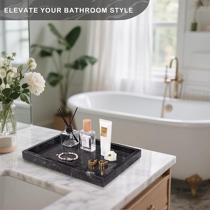 Marble Bathroom Tray for Countertop & Home Decor, Natural Decorative Marble - Image 4