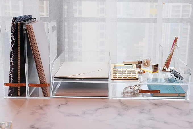 Stackable Clear Acrylic Paper Trays, Desk File Organizer, A4 Paper Holder - Image 7