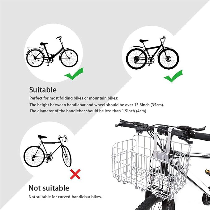 HOMEE Folding Rear Bike Basket Wire Mesh Fold-Up Detachable Front Bag Rear | - Image 6