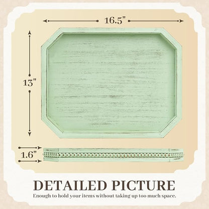 Wooden Decorative Tray, Rustic Sage Serving Tray - Image 2