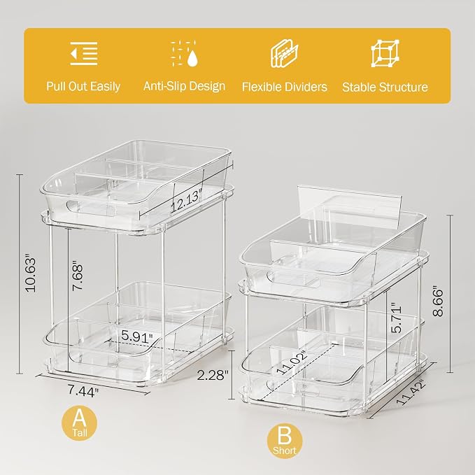 Delamu 2-Tier Under Sink Organizers and Storage, Pull Out Kitchen Pantry - Image 2