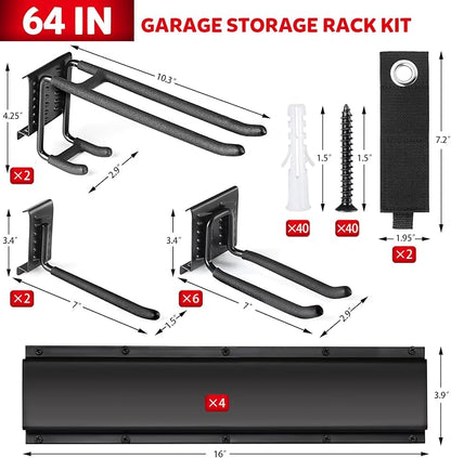 64 Inches Garage Tool Organizer Wall Mount, Tool Storage Rack Wall Mount - Image 8