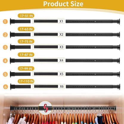 Closet Rod, 17 to 99In Adjustable Heavy Duty Closet Rods - Image 4