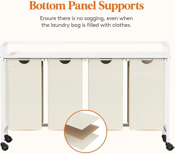 Lifewit Laundry Hamper 4 Section, 168L Pull out Laundry Clothes Basket Organizer - Image 5