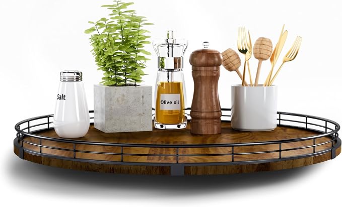 Farmhouse Oak 18" Lazy Susan Turntable Organizer by AMH