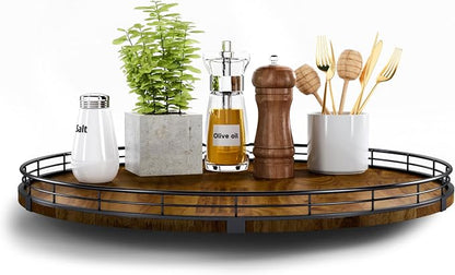 Farmhouse Oak 18" Lazy Susan Turntable Organizer by AMH