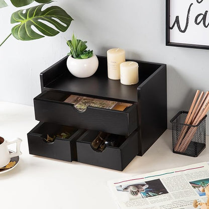 Rustic Distressed white 3-Tier Wood Desk Organizer - Image 2