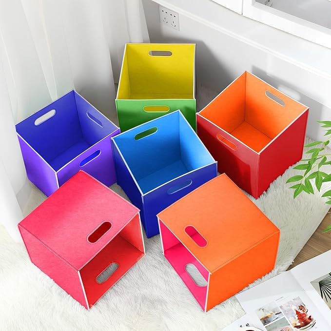 6 Pcs 11 Inch Colorful Felt Storage Cubes - Image 5