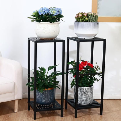 Party Zealot 2 Packs of 2-Tier Tall Metal Square Plant Stand 31” Heavy-Duty - Image 2