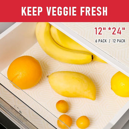 Cooyes 2 in 1 Refrigerator Liners, 6 Pack, 12“ × 24”， Fridge Drawer & Shelf - Image 4