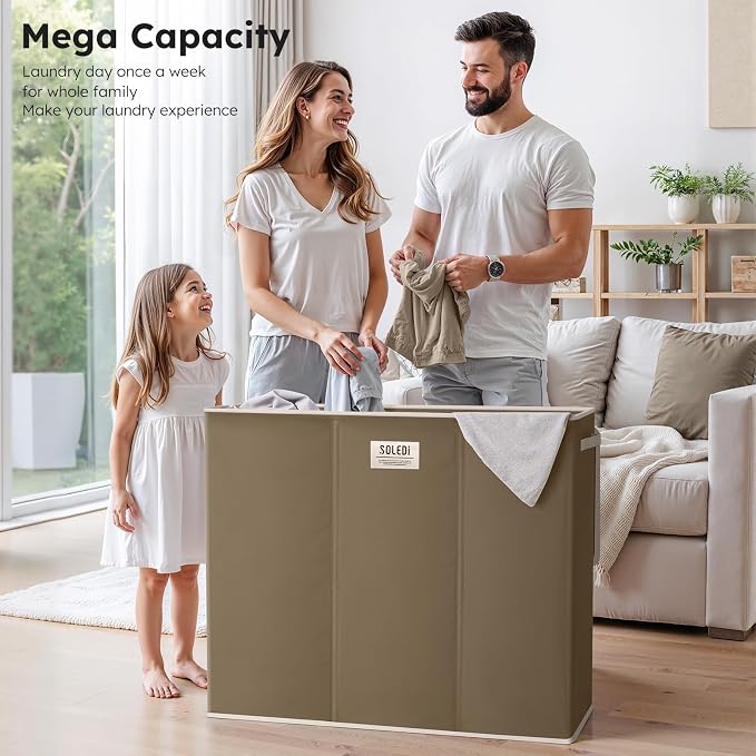 SOLEDI 180L 3-Section Laundry Hamper - Image 3