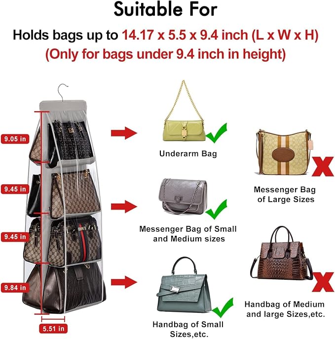 Lirex 8-Pocket Hanging Purse Organizer and 24 Pockets Scarf Organizer Bundle - Image 3