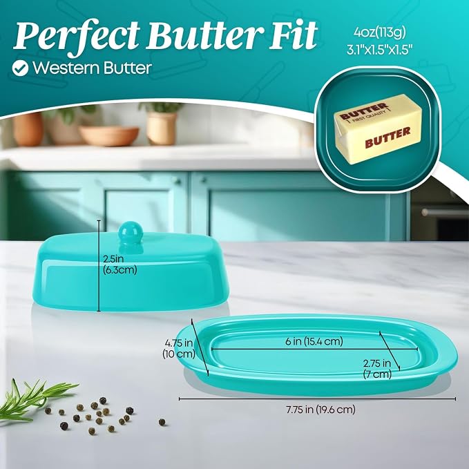 Flexzion Ceramic Blue European Butter Dish - Image 7