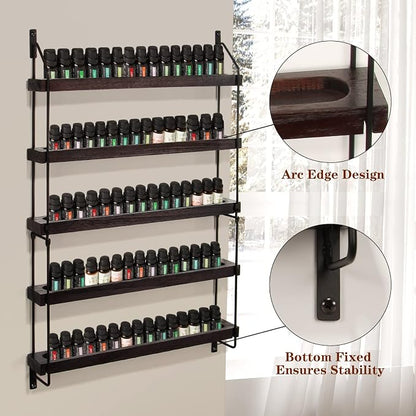 THYGIFTREE Essential Oil Storage Shelf Wall Mounted 16.9" Wooden Essential Oil - Image 2