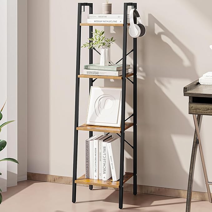 Hzuaneri Ladder Shelf, Freestanding Corner Storage Shelf | Bookcase by Hzuaneri