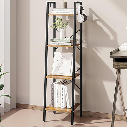 Hzuaneri Ladder Shelf, Freestanding Corner Storage Shelf | Bookcase by Hzuaneri