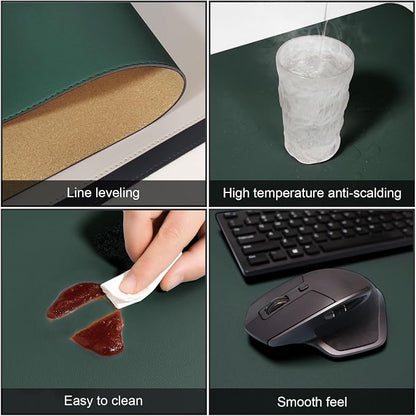 DAWNTREES Dark Green Desk Mat, Leather Desk Pad, Cork Desk Mat Protector - Image 5