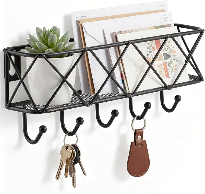 HappyHapi Key Holder Wall Mount, Metal Key Rack, 9.8”Lx2.1”Wx4.1”H | Wall by Happyhapi