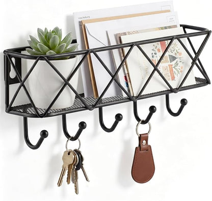 HappyHapi Key Holder Wall Mount, Metal Key Rack, 9.8”Lx2.1”Wx4.1”H | Wall by Happyhapi