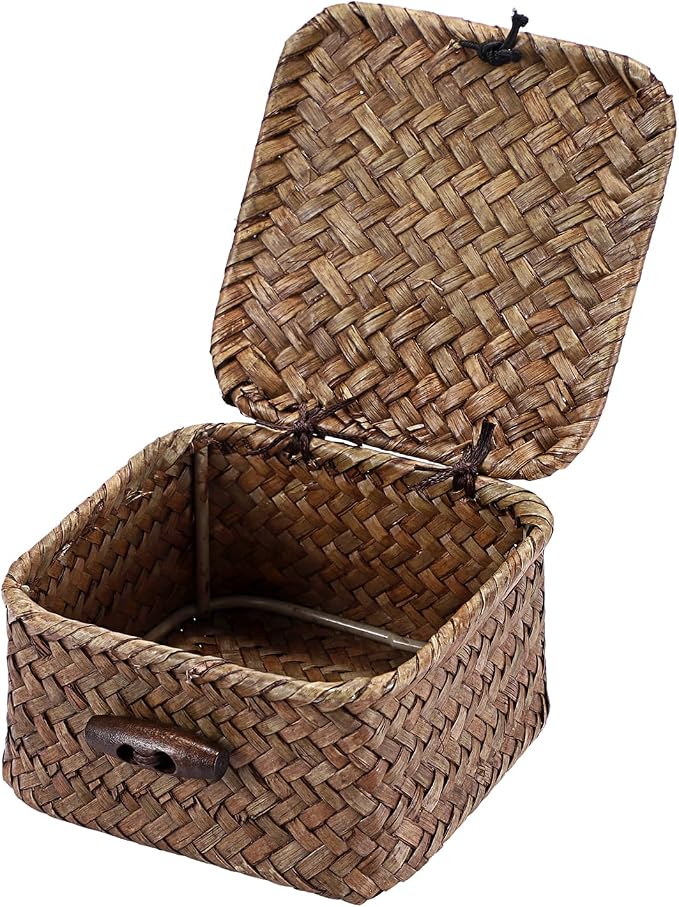 Hipiwe Mini Seagrass Basket Wicker Shelf Baskets by Hipiwe