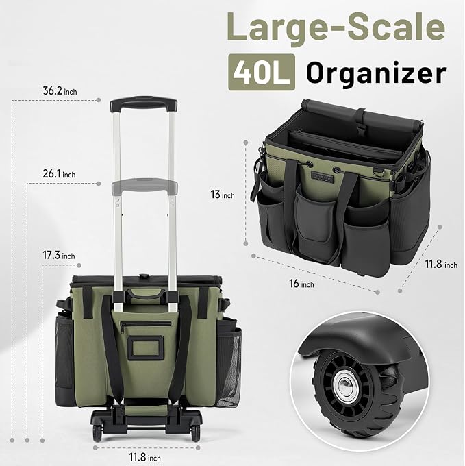Large Cleaning Caddy for Cleaning Supplies Organizer, Rolling Cleaning Caddy - Image 2