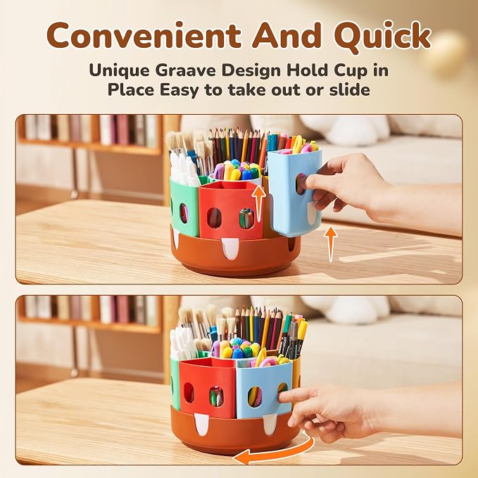 GAMENOTE Rotating Art Supply Storage Organizer, Lazy Susan Office School - Image 6