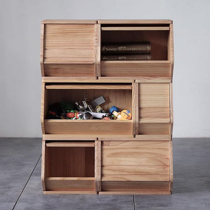 Stackable Solid Wood Storage Chest, Hall Entryway Cabinet, Bins - Image 4