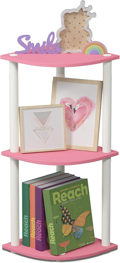 Furinno TURN-N-TUBE Corner Shelf, 3-Tier Corner Bookshelf, Display Storage by Furinno-FitsYourSpaceFitsYourBudget